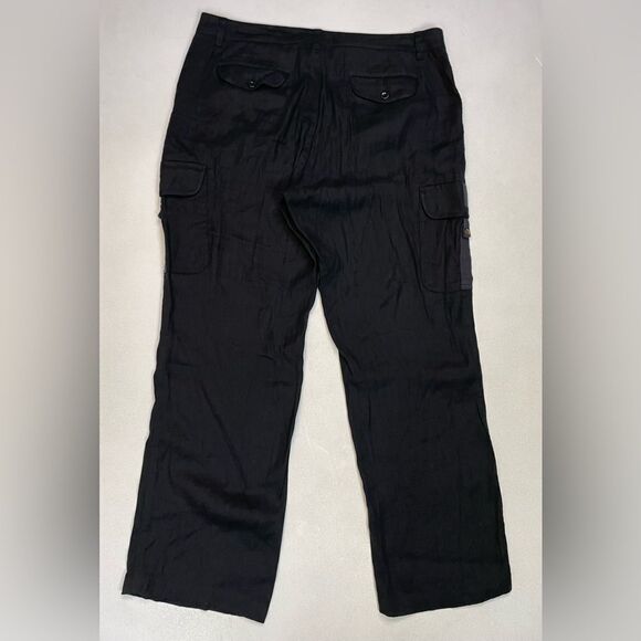 Polo Ralph Lauren Linen Blend Cargo Pants Women Size 10 Black - Picture 3 of 8